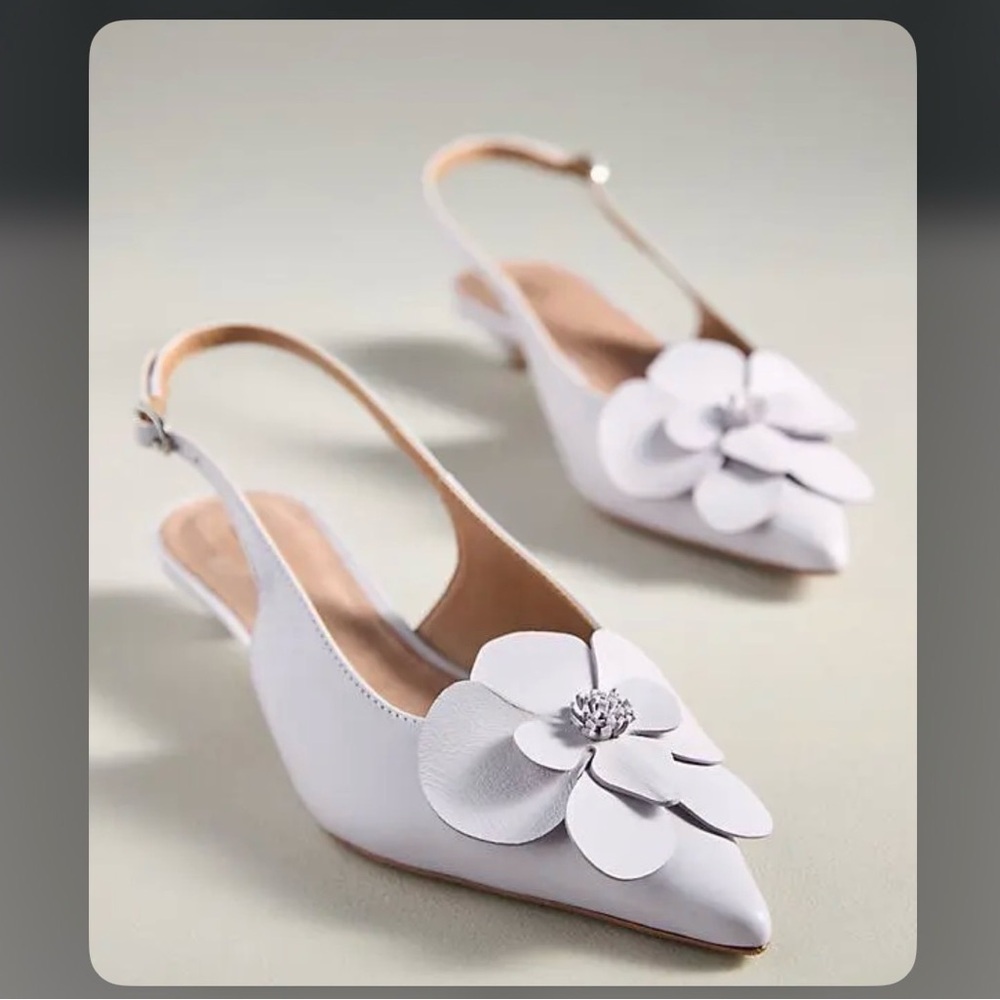 Anthropologie Maeve Floral Slingback Heels